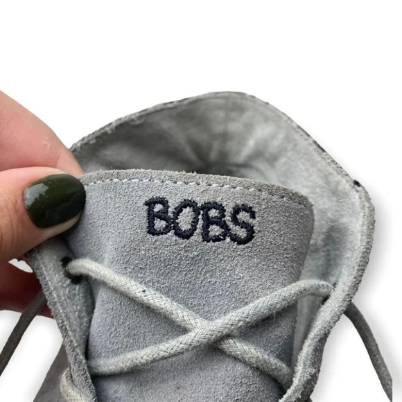 Bobs  by Sketchers Grey Suede Lace Up Ankle Bootie - Picture 9 of 10